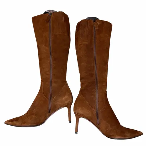 Aquatalia Brown Suede High Heeled Boots Shoes size 9