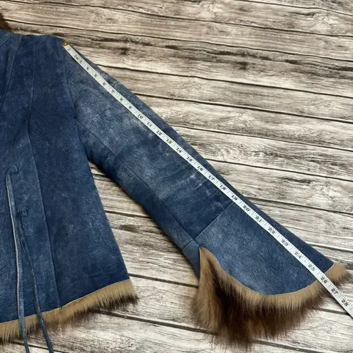 Gold East Spain Women's Vintage VTG Suede Leather Jacket M Med Medium Blue Brown