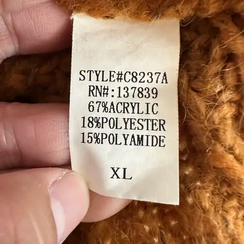 Dreamers by Debut Women XL Cable Knit Pom Pom Cropped Sweater Honeycomb Autumn Orange