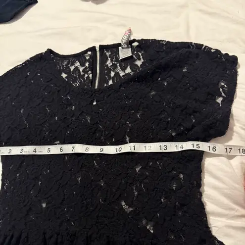 Ransom Black Sheer Floral Burnout Peplum Top