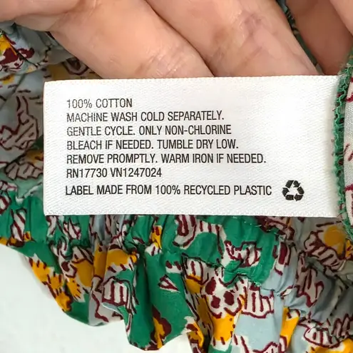 Rhode X Target Whimsical Floral & Striped Print Cotton Shirred Crop Top Size XL Green