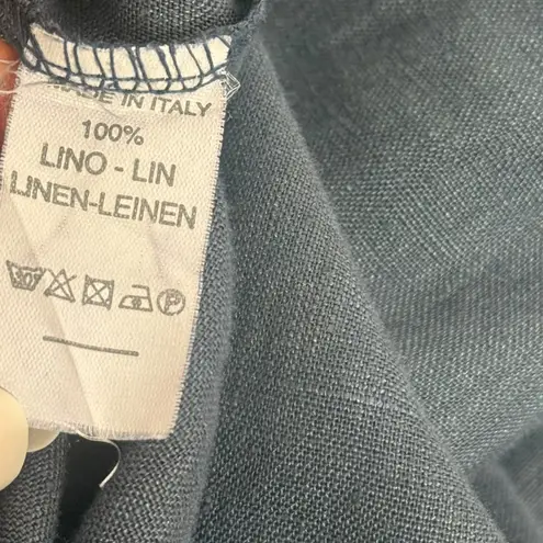 SAGA Made in Italy Ruffle Hem Midi Maxi Linen Dress Blue Size S/M Quiet Luxury