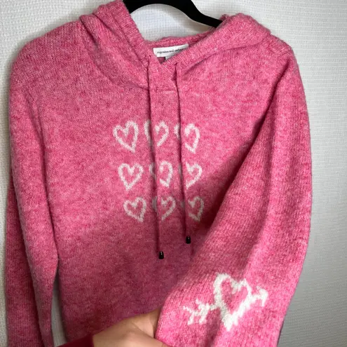 Cupcakes and Cashmere Pink Heart Print Hoodie Sweater Women's Large
