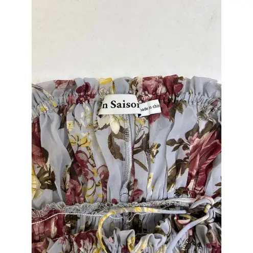 En Saison Annaliese Floral Tiered Smocked Midi Dress in Lavender. Size M Purple Size M