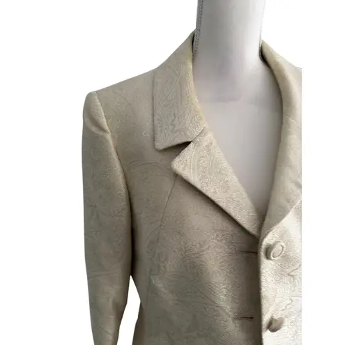 Tahari Metallic Gold Threaded Blazer Jacket Size 12