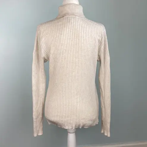 Lane Bryant  Long Sleeve Ribbed Knit Turtleneck Size 1X Oatmeal Beige Rayon