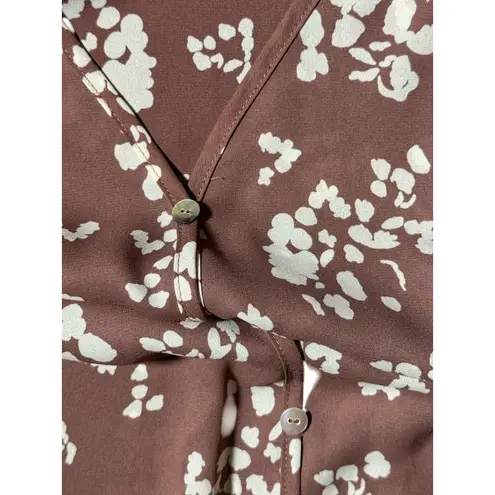 West Kei NEW Womens S Button-Down Blouse Flowers Print V-Neck Tie Front Boho