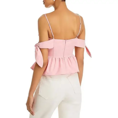 Bloomingdale's Women's Pink Off Shoulder Peplum Top Bow Accent size Large