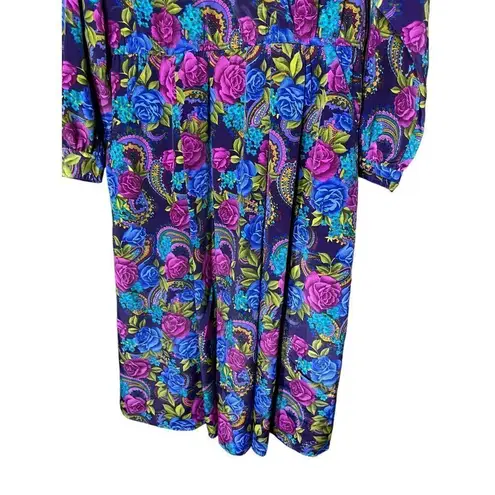 Leslie Fay Vintage Classics By 80s Floral Paisley Print Dress Size 14 petite