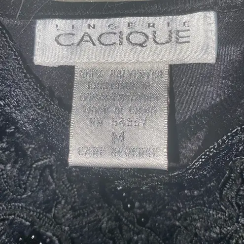 Cacique Chemise Size M Vintage Lace Floral Ruffle Spaghetti Strap Slip Dress