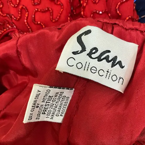 Sean Collection Red Heavy Beaded Formal Gown M