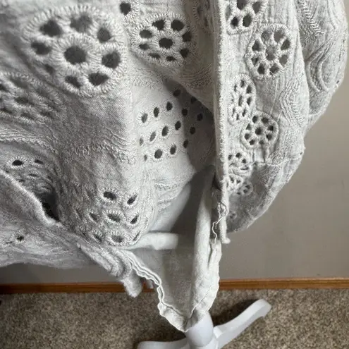 Tea N Rose gray cotton eyelet dress medium