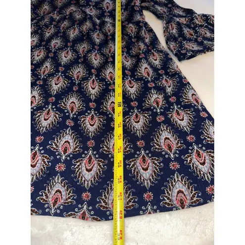 Andree by Unit Andrée Paisley Print Dress Bell Sleeve V Neck Mini Dress Boho Chic M