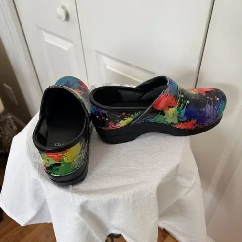 Dansko Size 36 Professional Clogs Multicolor Paint Splatter Shoes Slip On US 5