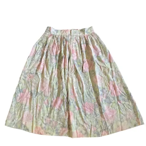 The Villager Petite Floral Pleated Midi Skirt Size 12 Vintage Pink