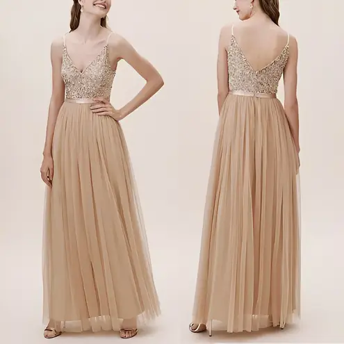 BHLDN Anthropologie x Wedding Bridesmaid Avery Sequin Tulle Maxi Dress Size 2