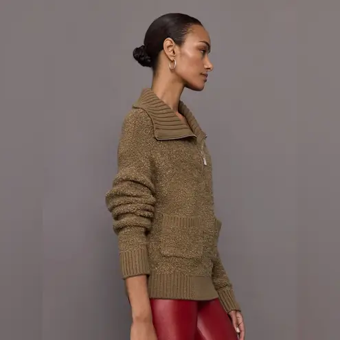 CARBON38 Half Zip Boucle Pullover Sweater jn Caribou Size XS Tan