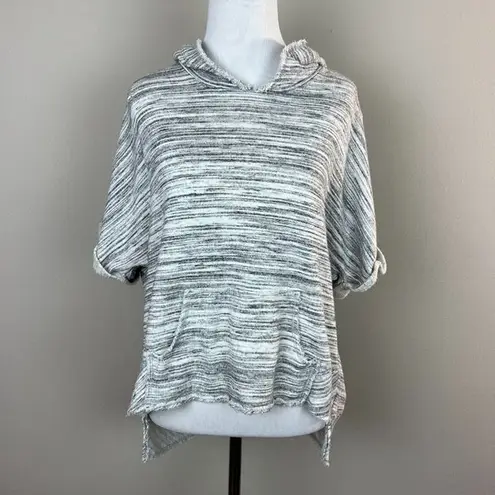 Dolan Left Coast Hoodie Sweatshirt Top M Gray Short Sleeve Dolman Frayed Trim Gray Size M
