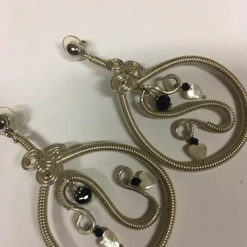 Costume Earrings Pierced Large Silver Tone Dangle