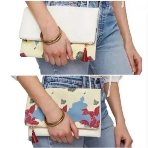 Rachel Pally  Reversible Leather and Canvas Zippered Clutch