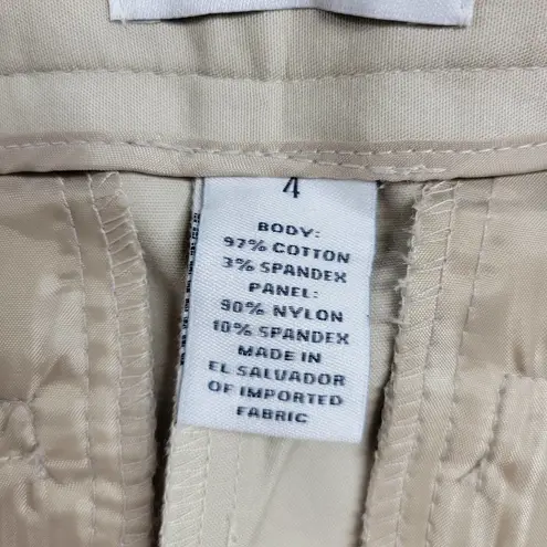 Charter Club Womens Pants Size 4 Beige Classic Fit Tummy Slimming Belted Slacks