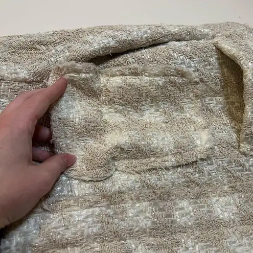 Smythe Cream Tweed Houndstooth Blazer Tan Size 10