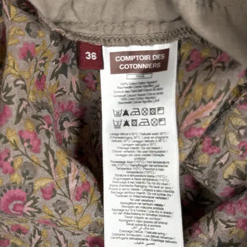 Comptoir Des Cotonniers Shirt Womens Medium 36 Brown Pink Floral Boho Cottage