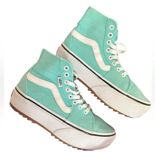 Vans  Filmore Hi Tapere Platform in Aqua Sky Canvas sz 7 Sk8 sneaker lace up shoe