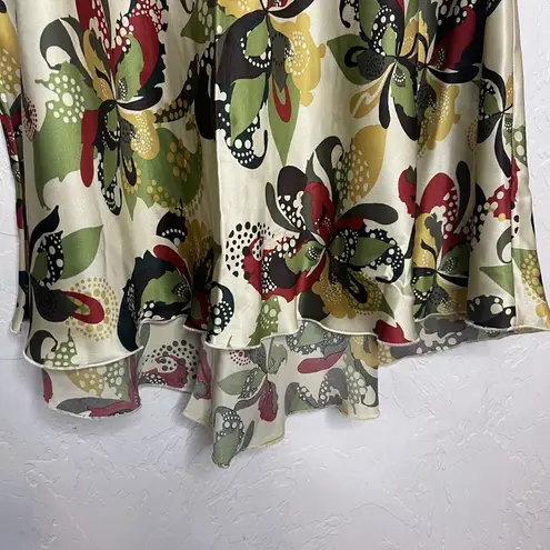 Ideology  Women’s Size 4P Silk Skirt Floral Tie Back High Low Petite