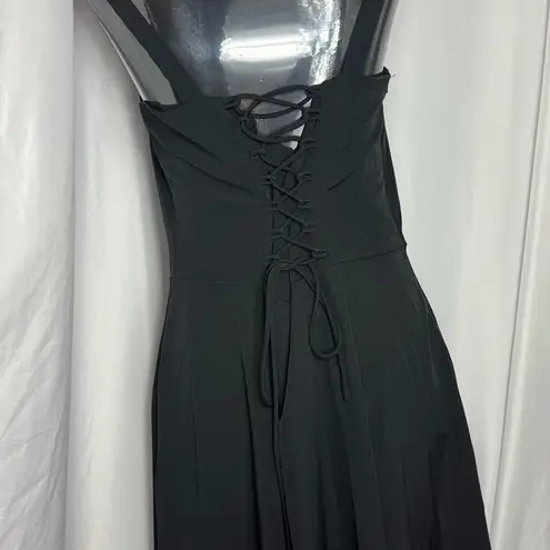 Elegant Black Strapless Dress corset back sleeveless maxi effortless XL