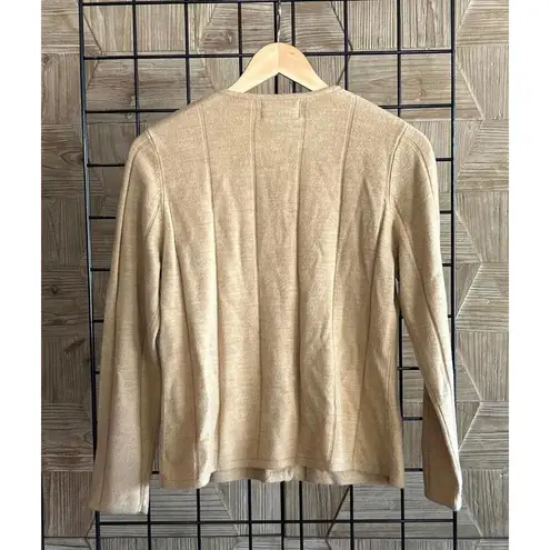 Requirements Womens Cardigan Petite Medium Khaki Tan Button Front Preppy