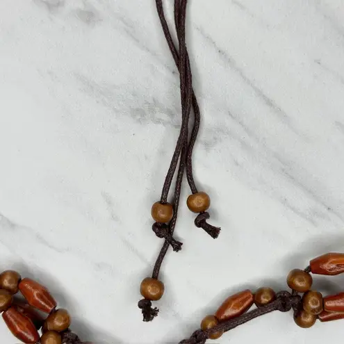 Brown Wood Beaded Tie Belt Boho Hippie Festival Size Small S ✨