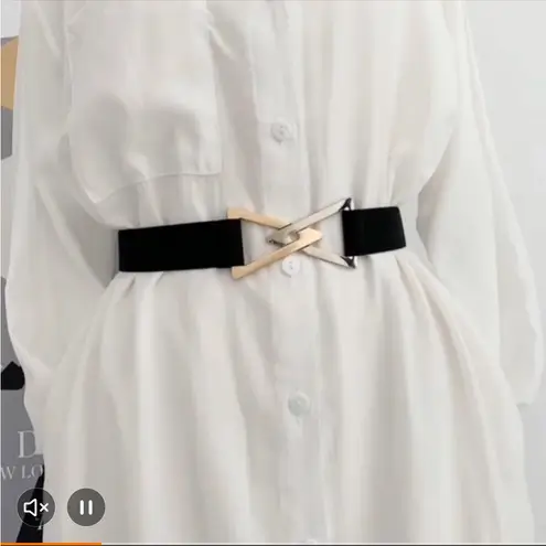 Double Triangle Metal Buckle Belt Women's Decorative Elastic Casual One Size L Black Size L