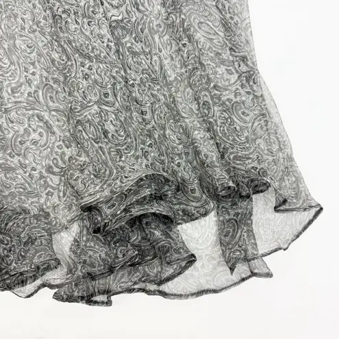 Brunello Cucinelli Paisley Print Silk Midi Skirt Grey Asymmetrical Chiffon