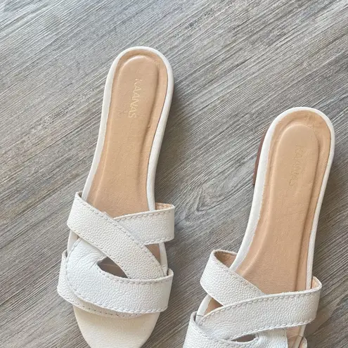 Kaanas  Santorini White Leather Slide Sandals Size 7