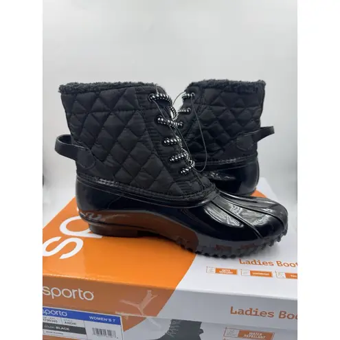 Sporto “Andie” Women’s Insulated Waterproof & Repellent Duck Boot (Black)7 - NEW