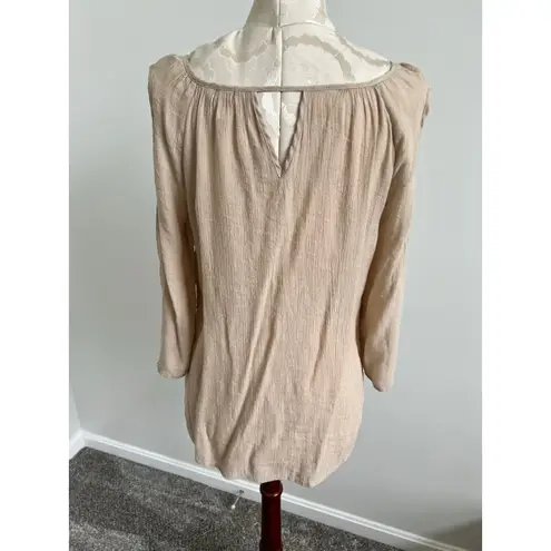 Krazy Kat 3/4 Sleeve Cut Out Shoulder Semi-Sheer Floral Blouse Medium