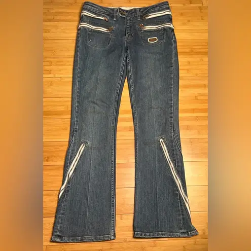 Pepe Jeans Womens Zippered Low-Rise Flare Jeans, Vintage, Grunge,Y2K|Size:30