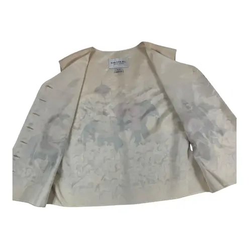 Vintage Emanuel Ungaro 100% Silk Vest Indian Elephant Motif Women's 8 Buttons Black