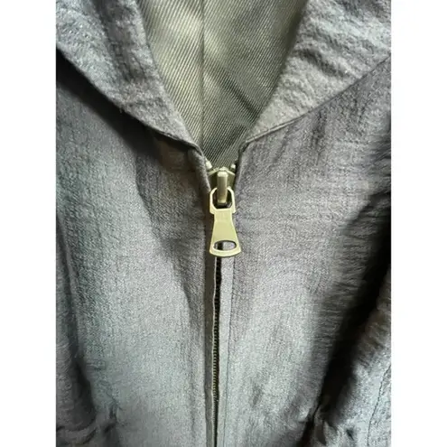 Classiques Entier Women's 3/4 Ruche Sleeve Blue Grey Tencel Lyocell Zip Jacket