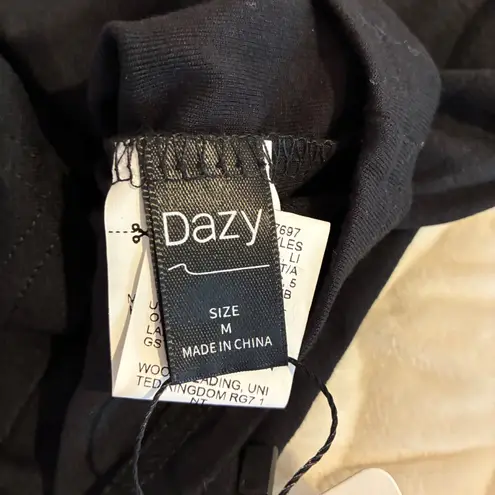 NWT Dazy Cold Shoulder Top Long Sleeve Pink Bows Black Blouse Casual Y2K Size M Size M