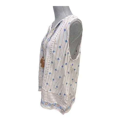 J.Jill  Very Pretty Lilah Textured-Stripes
Embroidered Top size L