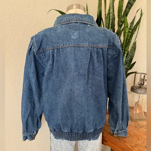 Vintage Denim Puff Shoulder Jean Jacket 80s Style large Blue