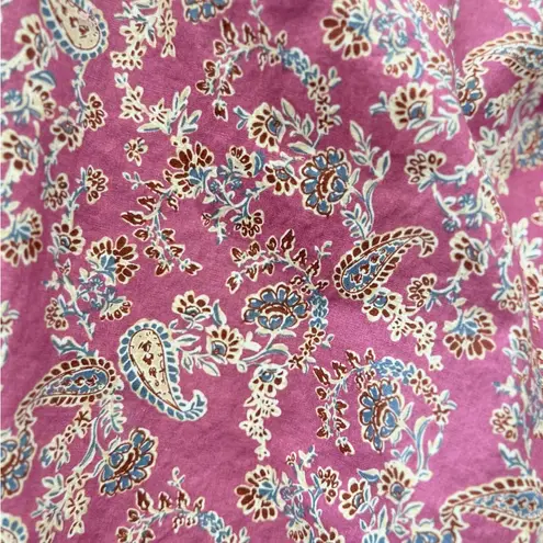 AVARA Boho Paisley Ruffle Blouse – Size Large Red