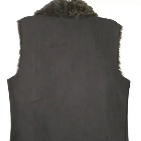 Velvet Tees Velvet Womens Small Faux Fur Vest Sleeveless Open Front Brown Mobwife Gorpcore