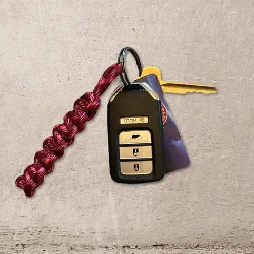 Handmade Paracord Keychain Bright Pink NEW Hiking Sporty USA