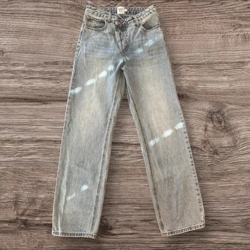 Princess Polly  Holly Asymmetric Straight Leg Jean Light Wash Denim Size 2 US