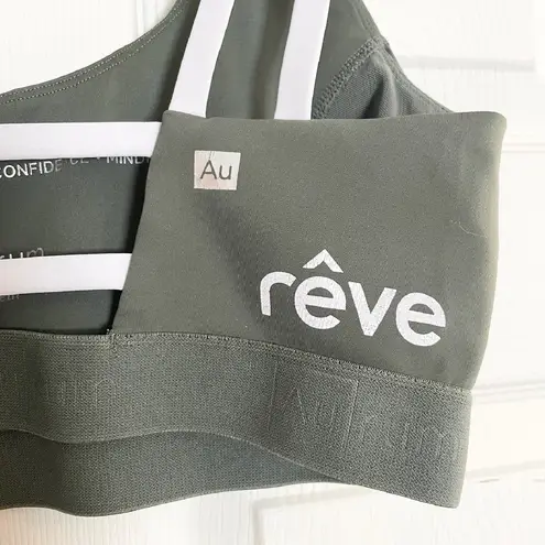 Aurum Reve Sports Bra Olive Green White Strappy Back Medium Support Small Active
