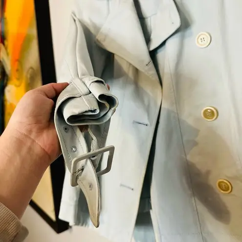 Piazza Sempione Baby Blue Belted Collared Button Front Jacket size US 8