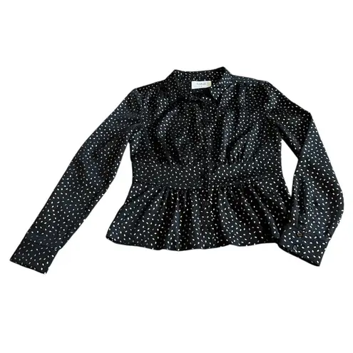 Ba&sh Chemise Glorio Button-Down Shirt Top Blouse Long Sleeve Foil Size 2 NWT
